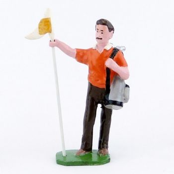 Caddy (ou Caddie), pull orange, avec drapeau - Golfeurs (S.E.A)