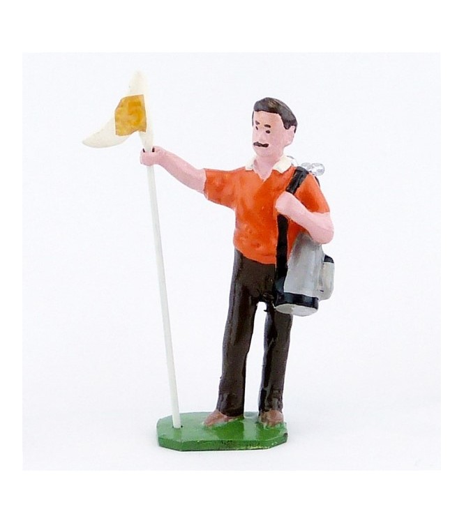 Caddy (ou Caddie), pull orange, avec drapeau - Golfeurs (S.E.A)