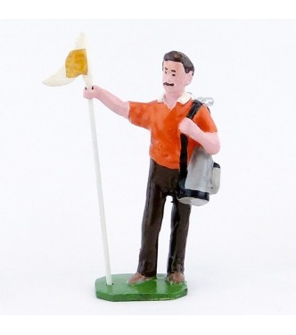 Caddy (ou Caddie), pull orange, avec drapeau - Golfeurs (S.E.A)