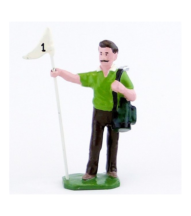 Caddy (ou Caddie), pull vert clair, avec drapeau - Golfeurs (S.E.A)