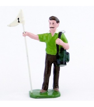 Caddy (ou Caddie), pull vert clair, avec drapeau - Golfeurs (S.E.A)