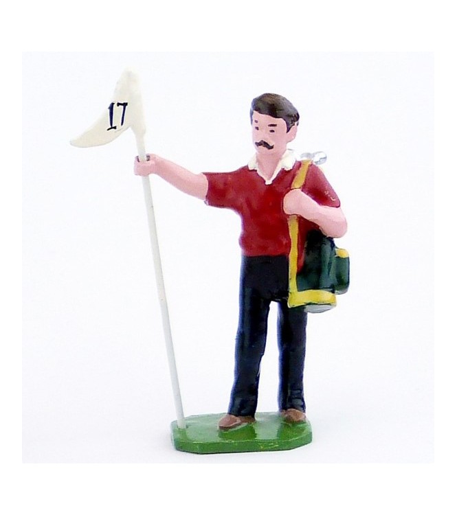 Caddy (ou Caddie), pull rouge, avec drapeau - Golfeurs (S.E.A)