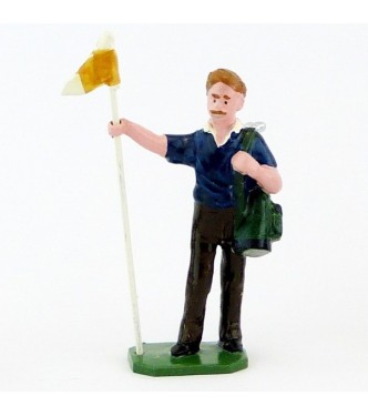 Caddy (ou Caddie) blond, pull bleu foncé, avec drapeau - Golfeurs (S.E.A)