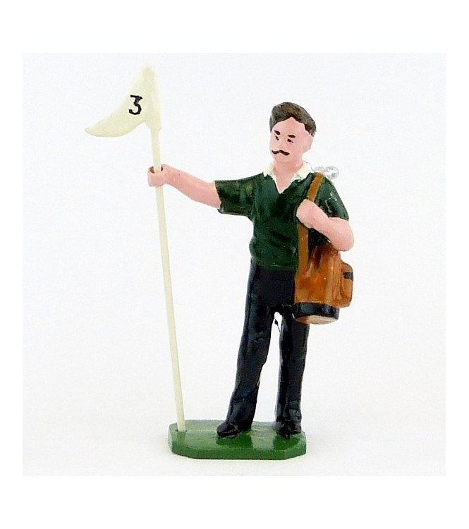 Caddy (ou Caddie), pull vert foncé, avec drapeau - Golfeurs (S.E.A)