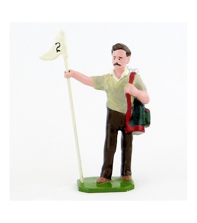 Caddy (ou Caddie), pull gris clair, avec drapeau - Golfeurs (S.E.A)