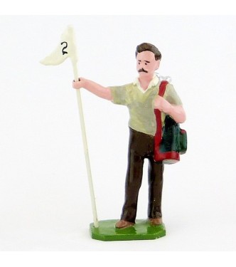 Caddy (ou Caddie), pull gris clair, avec drapeau - Golfeurs (S.E.A)