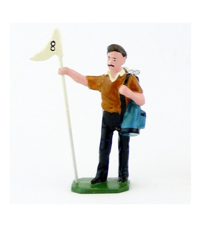 Caddy (ou Caddie), pull marron, avec drapeau - Golfeurs (S.E.A)