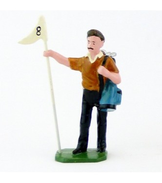 Caddy (ou Caddie), pull marron, avec drapeau - Golfeurs (S.E.A)