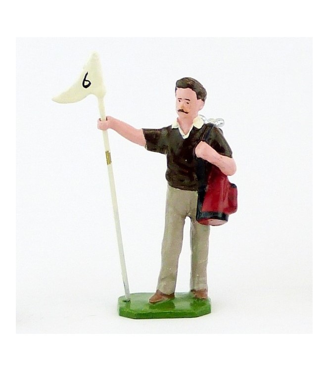 Caddy (ou Caddie), pull marron foncé, avec drapeau - Golfeurs (S.E.A)