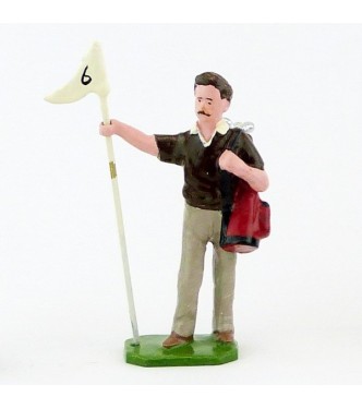 Caddy (ou Caddie), pull marron foncé, avec drapeau - Golfeurs (S.E.A)