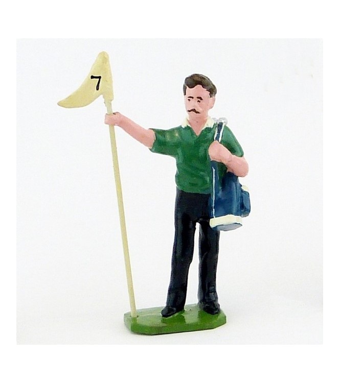 Caddy (ou Caddie), pull vert, avec drapeau - Golfeurs (S.E.A)