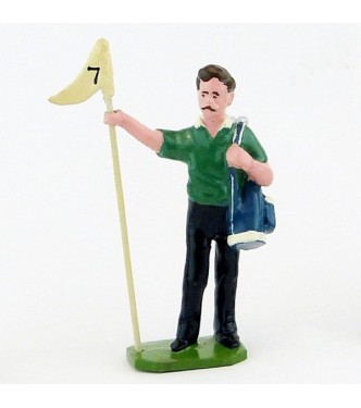 Caddy (ou Caddie), pull vert, avec drapeau - Golfeurs (S.E.A)