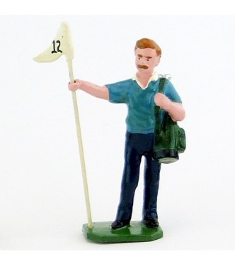 Caddy (ou Caddie) blond, pull bleu, avec drapeau - Golfeurs (S.E.A)