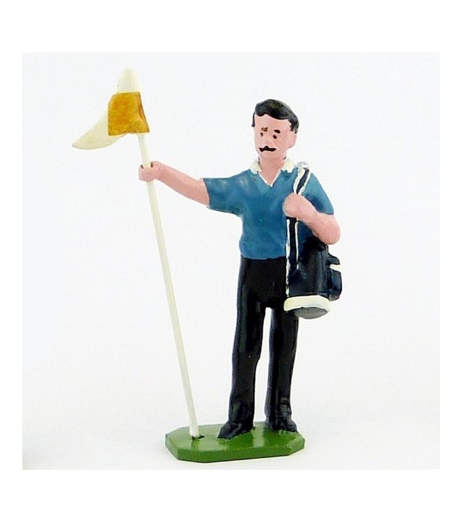 Caddy (ou Caddie) brun, pull bleu, avec drapeau - Golfeurs (S.E.A)