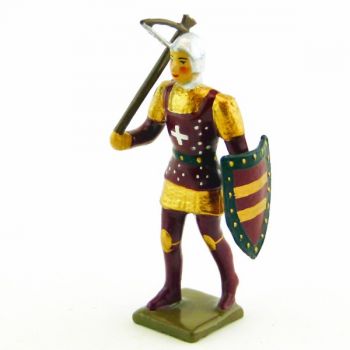 archer avec arbalète, tunique et bouclier Bordeaux, cotte or