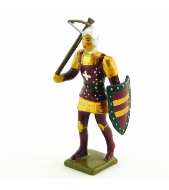 archer avec arbalète, tunique et bouclier Bordeaux, cotte or