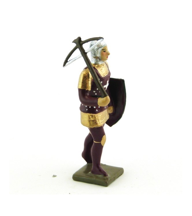 archer avec arbalète, tunique et bouclier Bordeaux, cotte or