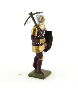 archer avec arbalète, tunique et bouclier Bordeaux, cotte or