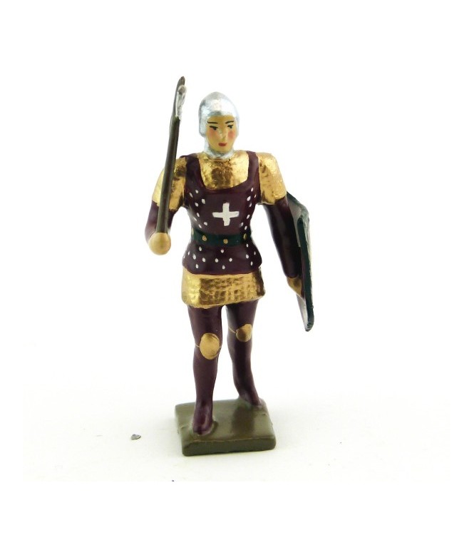 archer avec arbalète, tunique et bouclier Bordeaux, cotte or