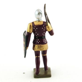 archer avec arbalète, tunique et bouclier Bordeaux, cotte or