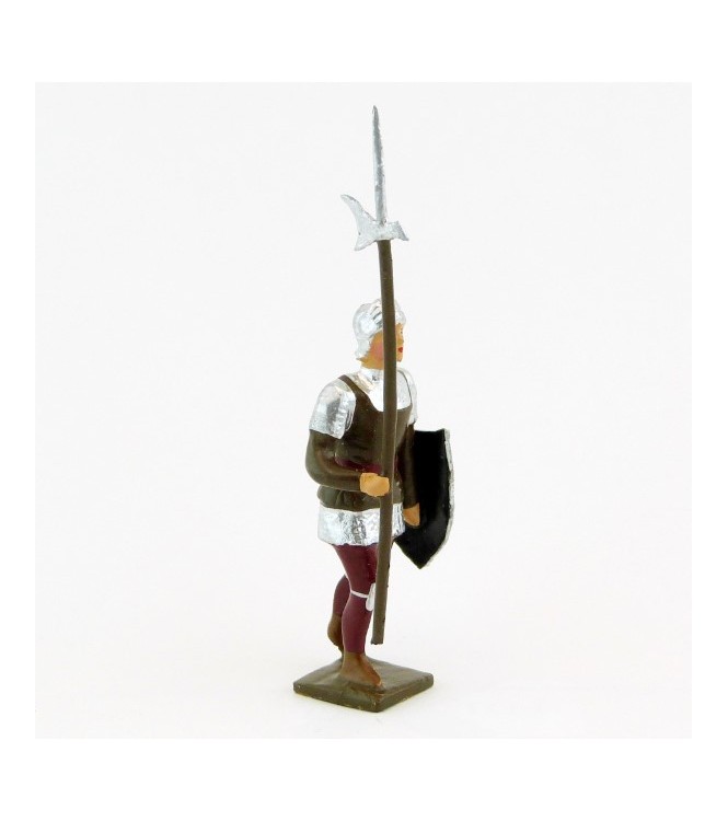 archer avec hallebarde, tunique marron sur cotte argent, bouclier no (8043A-001)