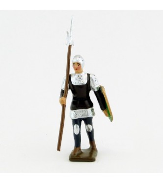archer avec hallebarde, tunique marron sur cotte argent, bouclier no (8043A-005)