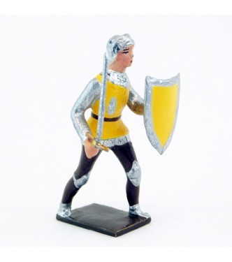 archer avec épée et bouclier, tunique jaune