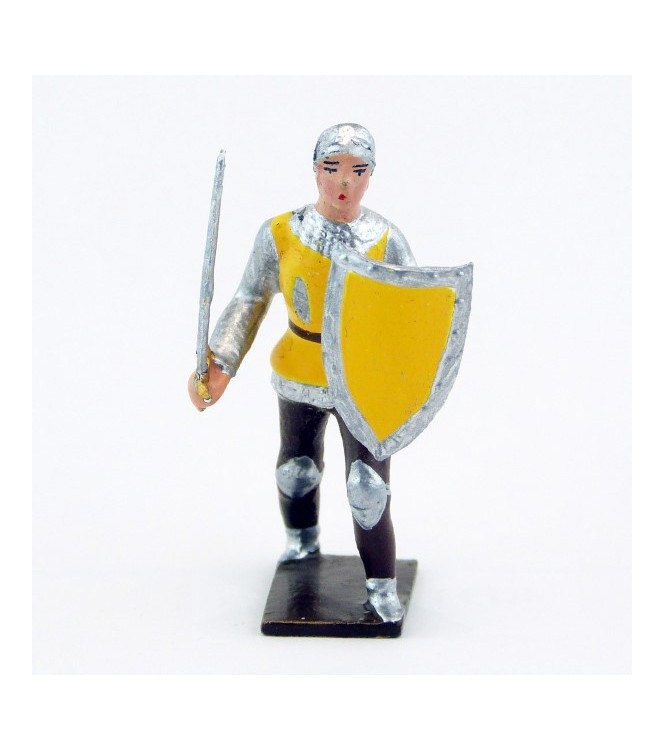 archer avec épée et bouclier, tunique jaune
