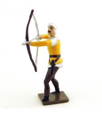 archer tirant à l'arc, tunique jaune sur cotte or