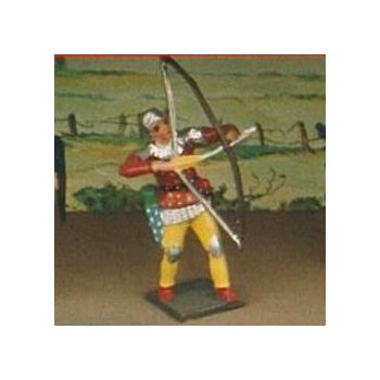 archer tirant à l'arc, tunique rouge à pois sur cotte argent (8043-004)