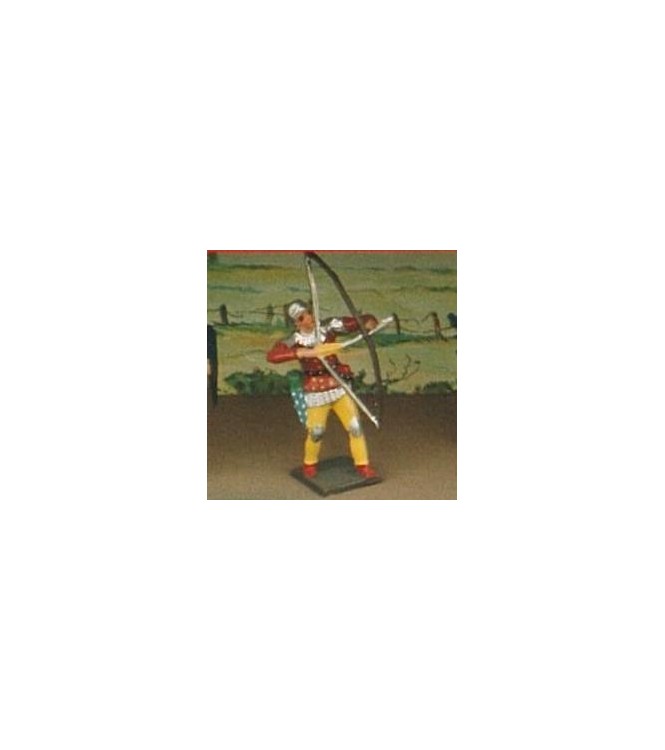 archer tirant à l'arc, tunique rouge à pois sur cotte argent (8043-004)
