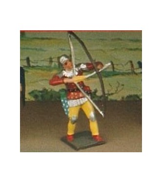 archer tirant à l'arc, tunique rouge à pois sur cotte argent (8043-004)
