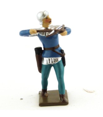 archer tirant à l'arbalète, tunique bleue sur cotte argent
