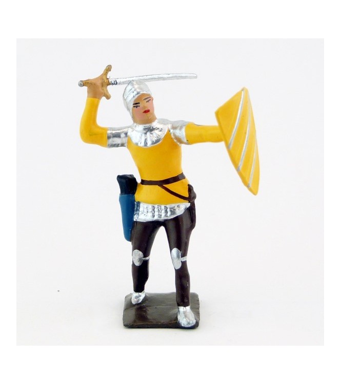 archer combattant à l'épee, tunique jaune