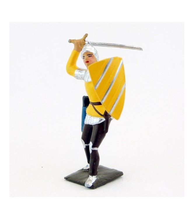 archer combattant à l'épee, tunique jaune