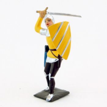 archer combattant à l'épee, tunique jaune