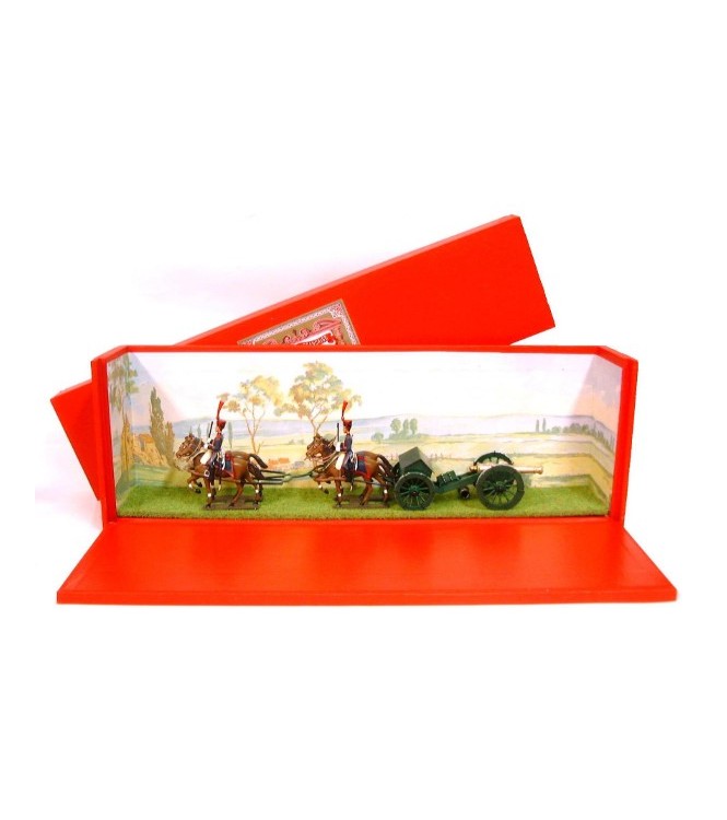 Canon Gribeauval,4 chevaux, en coffret diorama