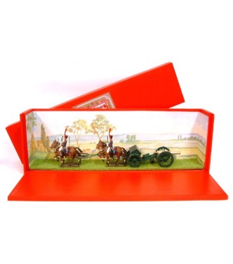 Canon Gribeauval,4 chevaux, en coffret diorama