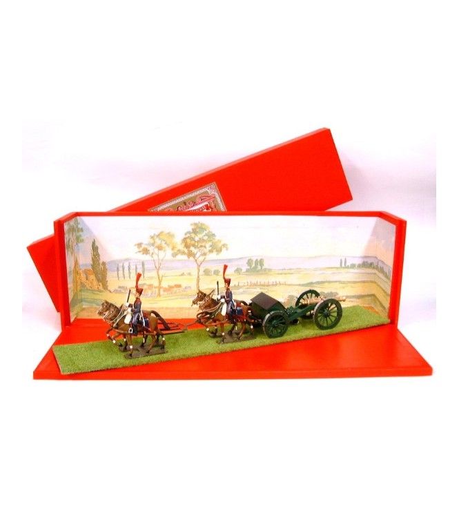 Canon Gribeauval,4 chevaux, en coffret diorama