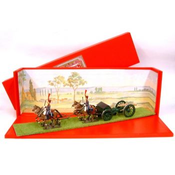 Canon Gribeauval,4 chevaux, en coffret diorama