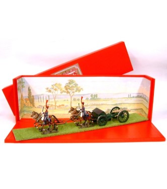 Canon Gribeauval,4 chevaux, en coffret diorama