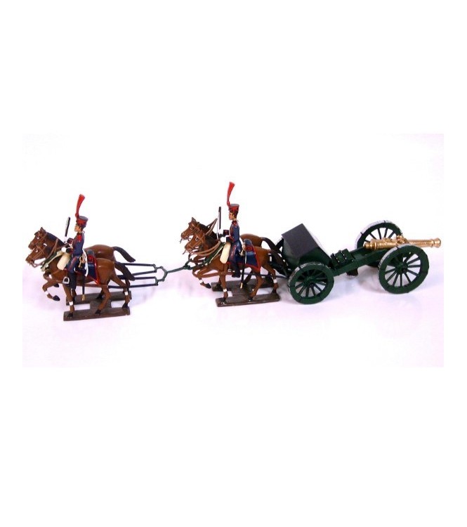 Canon Gribeauval,4 chevaux, en coffret diorama
