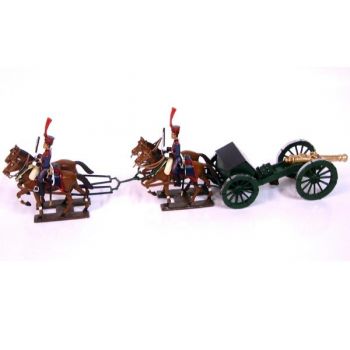 Canon Gribeauval,4 chevaux, en coffret diorama