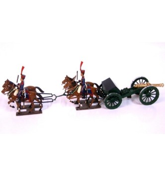Canon Gribeauval,4 chevaux, en coffret diorama