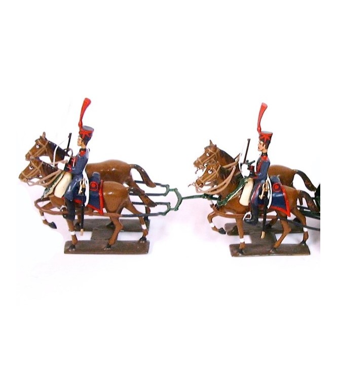 Caisson Gribeauval, attelage 4 chevaux