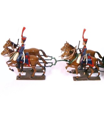 Caisson Gribeauval, attelage 4 chevaux