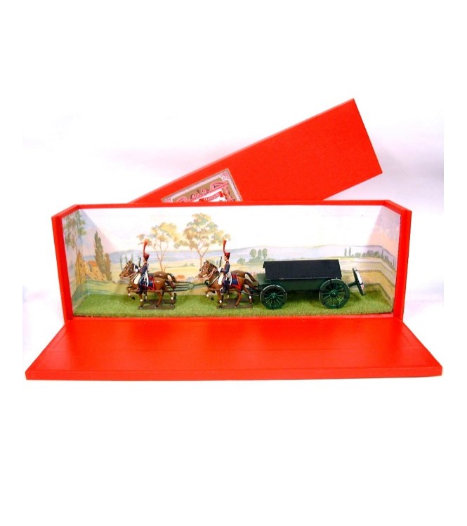 Caisson Gribeauval, 4 chevaux, en coffret diorama