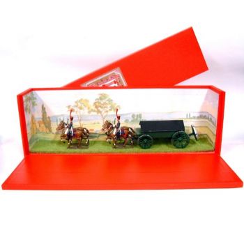 Caisson Gribeauval, 4 chevaux, en coffret diorama