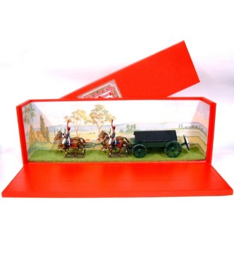 Caisson Gribeauval, 4 chevaux, en coffret diorama