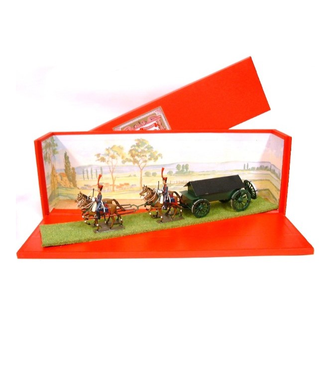 Caisson Gribeauval, 4 chevaux, en coffret diorama